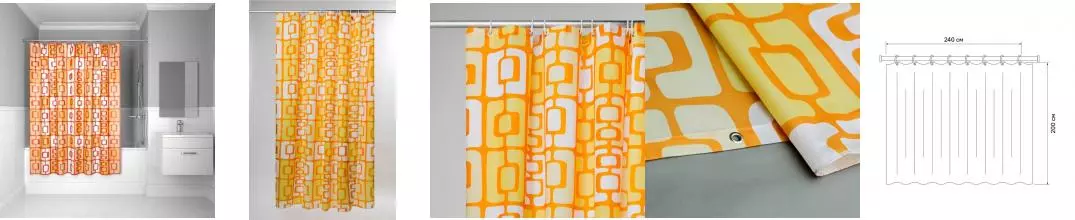 Штора для ванной «Iddis» Basic 280P24Ri11 240/200 orange toffee Штора для ванной «Iddis» Basic 280P24Ri11 240/200 orange toffee
