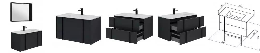 Мебель для ванной подвесная «Allen Brau» Reality 91 anthracite matt