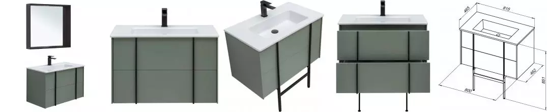 Мебель для ванной подвесная «Allen Brau» Reality 80 олива матовый