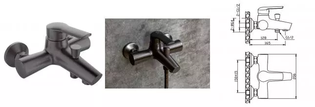 Смеситель для ванны «Orange» Тони M54-100gr графит