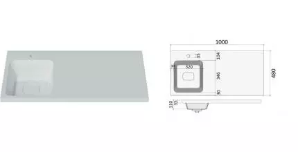 Раковина над стиральной машиной «Orange» Камилла 100/48 L ST-100RAL искусственный камень белая левая