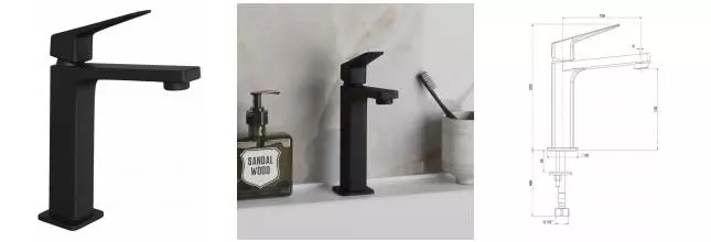 Смеситель для раковины «Paini» Bari RTYO205 чёрный Смеситель для раковины «Paini» Bari RTYO205 чёрный