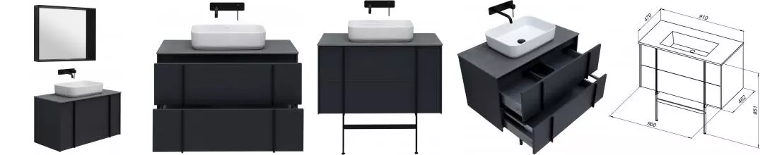 Мебель для ванной подвесная со столешницей «Allen Brau» Reality 90 anthracite matt Мебель для ванной подвесная со столешницей «Allen Brau» Reality 90 anthracite matt