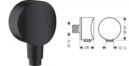 Подключение для душевого шланга «Hansgrohe» FixFit S26453670 чёрное матовое Подключение для душевого шланга «Hansgrohe» FixFit S26453670 чёрное матовое