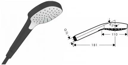 Ручная лейка «Hansgrohe» Croma Select E 26814670 чёрная матовая