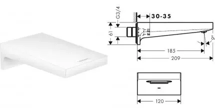 Излив к смесителю «Hansgrohe» Metropol 32543700 20,9 белый матовый