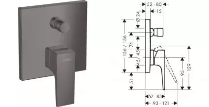 Внешняя часть смесителя «Hansgrohe» Metropol 32545340 шлифованный черный хром Внешняя часть смесителя «Hansgrohe» Metropol 32545340 шлифованный черный хром