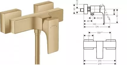 Смеситель для душа «Hansgrohe» Metropol 32560140 шлифованная бронза