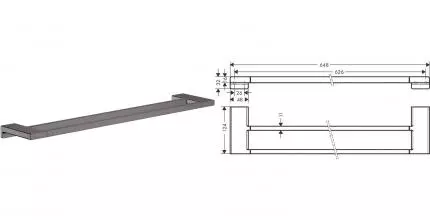 Полотенцедержатель двойной «Hansgrohe» AddStoris 41743340 на стену шлифованный чёрный хром Полотенцедержатель двойной «Hansgrohe» AddStoris 41743340 на стену шлифованный чёрный хром