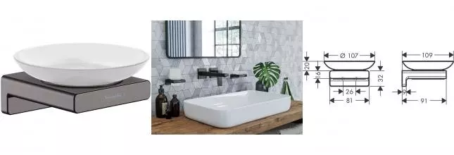 Мыльница «Hansgrohe» AddStoris 41746340 на стену шлифованный чёрный хром Мыльница «Hansgrohe» AddStoris 41746340 на стену шлифованный чёрный хром