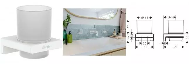 Стакан для зубных щёток «Hansgrohe» AddStoris 41749700 на стену белый матовый