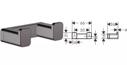 Двойной крючок «Hansgrohe» AddStoris 41755340 на стену шлифованный чёрный хром Двойной крючок «Hansgrohe» AddStoris 41755340 на стену шлифованный чёрный хром