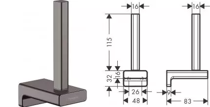 Держатель для туалетной бумаги «Hansgrohe» AddStoris 41756340 на стену шлифованный чёрный хром Держатель для туалетной бумаги «Hansgrohe» AddStoris 41756340 на стену шлифованный чёрный хром
