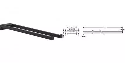 Полотенцедержатель двойной «Hansgrohe» AddStoris 41770670 на стену чёрный матовый Полотенцедержатель двойной «Hansgrohe» AddStoris 41770670 на стену чёрный матовый