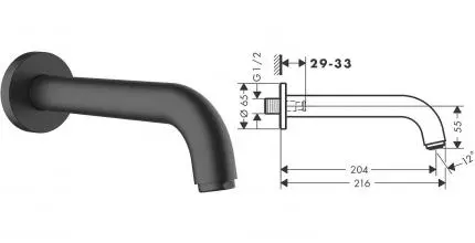 Излив к смесителю «Hansgrohe» Vernis Blend 71420670 21,6 чёрный матовый Излив к смесителю «Hansgrohe» Vernis Blend 71420670 21,6 чёрный матовый