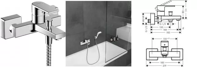 Смеситель для ванны «Hansgrohe» Vernis Shape 71450000 хром