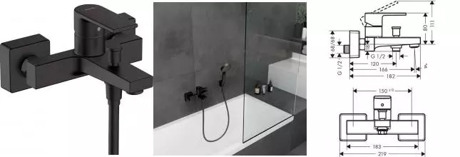 Смеситель для ванны «Hansgrohe» Vernis Shape 71450670 чёрный матовый Смеситель для ванны «Hansgrohe» Vernis Shape 71450670 чёрный матовый