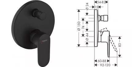 Внешняя часть смесителя «Hansgrohe» Vernis Blend 71467670 чёрная матовая