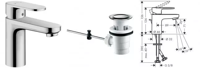 Смеситель для раковины «Hansgrohe» Vernis Blend 71550000 с донным клапаном хром Смеситель для раковины «Hansgrohe» Vernis Blend 71550000 с донным клапаном хром