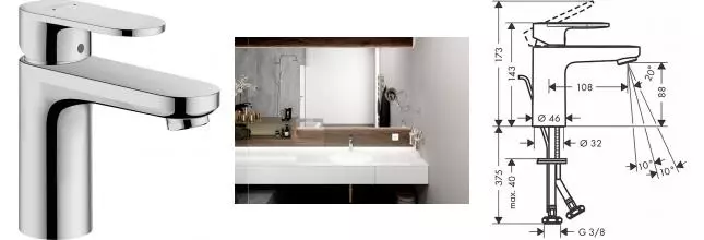 Смеситель для раковины «Hansgrohe» Vernis Blend 71551000 с донным клапаном хром Смеситель для раковины «Hansgrohe» Vernis Blend 71551000 с донным клапаном хром