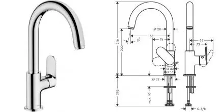 Смеситель для раковины «Hansgrohe» Vernis Blend 71554000 с донным клапаном хром