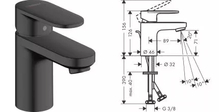Смеситель для раковины «Hansgrohe» Vernis Blend 71558670 чёрный матовый