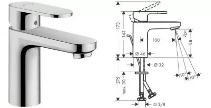 Смеситель для раковины «Hansgrohe» Vernis Blend 71559000 с донным клапаном хром Смеситель для раковины «Hansgrohe» Vernis Blend 71559000 с донным клапаном хром