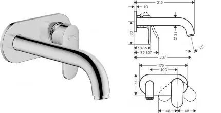 Внешняя часть смесителя «Hansgrohe» Vernis Blend 71576000 хром Внешняя часть смесителя «Hansgrohe» Vernis Blend 71576000 хром