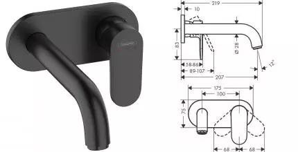Внешняя часть смесителя «Hansgrohe» Vernis Blend 71576670 чёрная матовая Внешняя часть смесителя «Hansgrohe» Vernis Blend 71576670 чёрная матовая