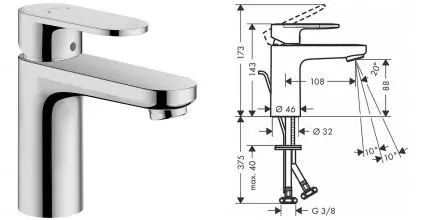 Смеситель для раковины «Hansgrohe» Vernis Blend 71580000 хром