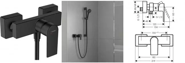 Смеситель для душа «Hansgrohe» Vernis Shape 71650670 чёрный матовый