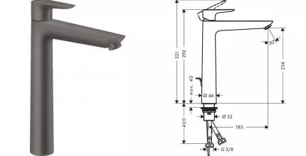 Смеситель для раковины «Hansgrohe» Talis E 71717340 шлифованный чёрный хром