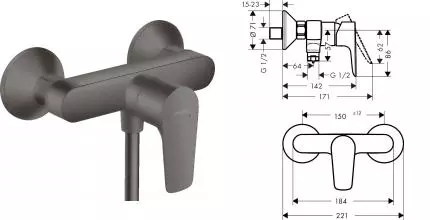 Смеситель для душа «Hansgrohe» Talis E 71760340 шлифованный чёрный хром