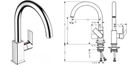 Смеситель для кухонной мойки «Hansgrohe» Vernis Shape 71871000 хром