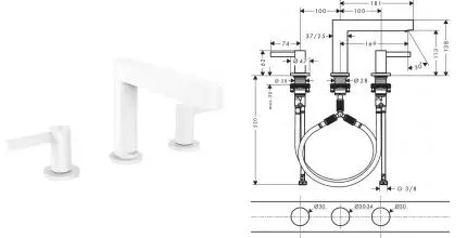 Смеситель для раковины «Hansgrohe» Finoris 76033700 с донным клапаном белый матовый