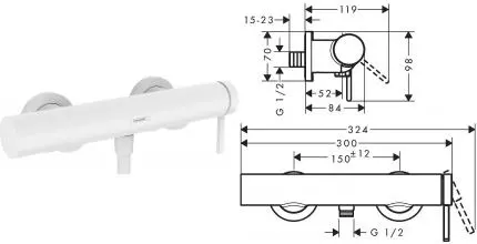 Смеситель для душа «Hansgrohe» Finoris 76620700 белый матовый