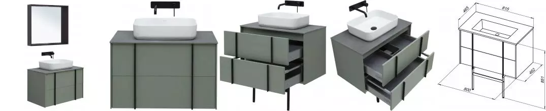 Мебель для ванной подвесная «Allen Brau» Reality 80 со столешницей олива матовый