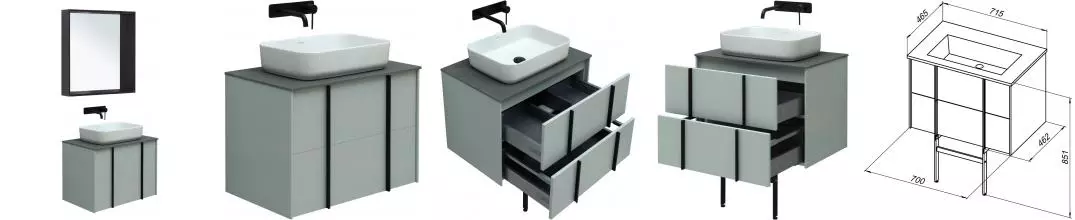 Мебель для ванной подвесная «Allen Brau» Reality 70 со столешницей papyrus white matt Мебель для ванной подвесная «Allen Brau» Reality 70 со столешницей papyrus white matt