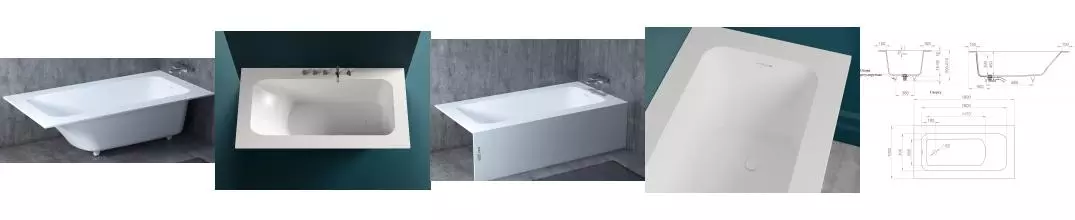 Ванна из литьевого мрамора «Salini» Orlanda Plus Kit 190/100 S-Sense с ножками с сифоном белая матовая