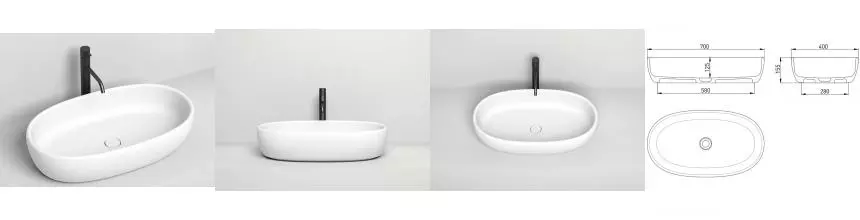 Раковина «Salini» Luce 70/40 110721M искусственный камень белая матовая Раковина «Salini» Luce 70/40 110721M искусственный камень белая матовая