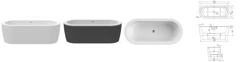 Ванна акриловая «Cezares» Slim Central 180/80 без опор без сифона белая W37 Ванна акриловая «Cezares» Slim Central 180/80 без опор без сифона белая W37
