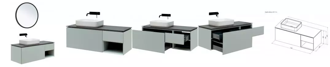 Мебель для ванной подвесная «Allen Brau» Infinity 120 L с 2 ящиками (1 скрытый) рapyrus white matt