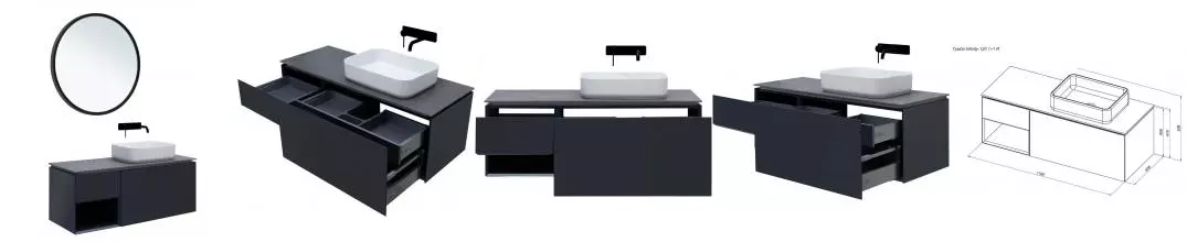 Мебель для ванной подвесная «Allen Brau» Infinity 120 R с 2 ящиками (1 скрытый) anthracite matt