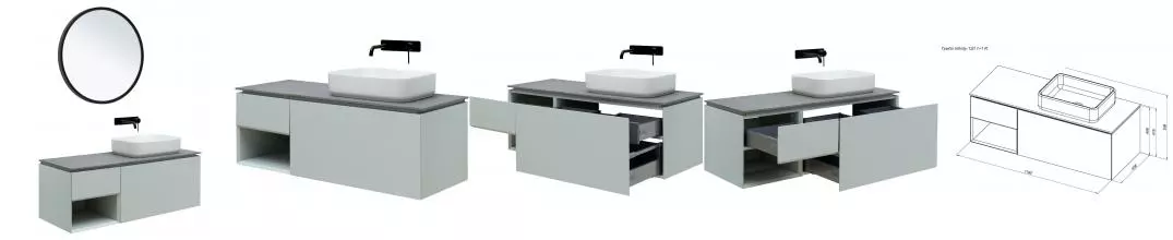 Мебель для ванной подвесная «Allen Brau» Infinity 120 R с 2 ящиками (1 скрытый) рapyrus white matt