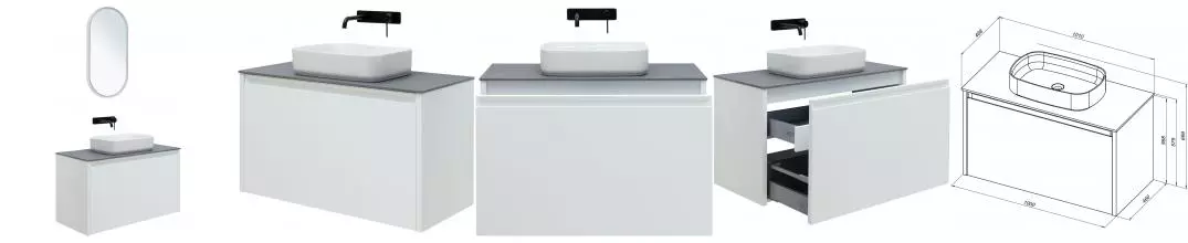 Мебель для ванной подвесная «Allen Brau» Fantasy 100 с 2 ящиками (1 скрытый) white matt Мебель для ванной подвесная «Allen Brau» Fantasy 100 с 2 ящиками (1 скрытый) white matt