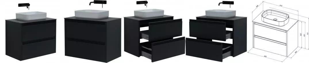 Тумба с раковиной «Allen Brau» Fantasy 80 подвесная anthracite matt