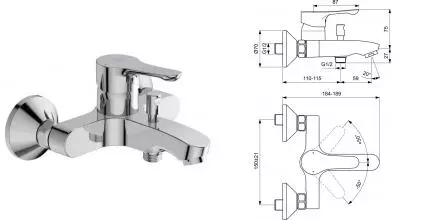 Смеситель для ванны «Ideal Standard» Alpha BC654AA хром