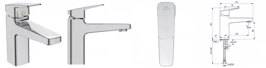 Смеситель для раковины «Ideal Standard» Ceraplan BD222AA хром