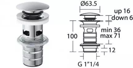 Донный клапан для раковины «Ideal Standard» Multisuite E1482AA с механизмом Клик-Клак хром