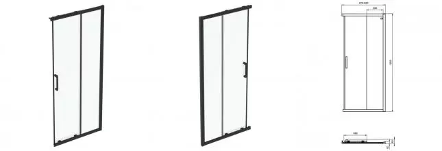 CONNECT 2 Corner Square/Rectangular Реверсивная панель-дверь 90 см Silk Black (Черный матовый) · Connect 2, Ideal Standard, K9261V3